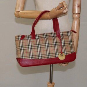 BURBERRY Nova Check Hand Bag Canvas Beige Auth 110238